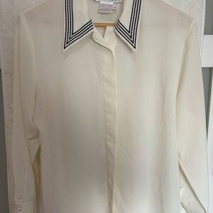 Vintage Lauren Jeffries cream blouse size 10p